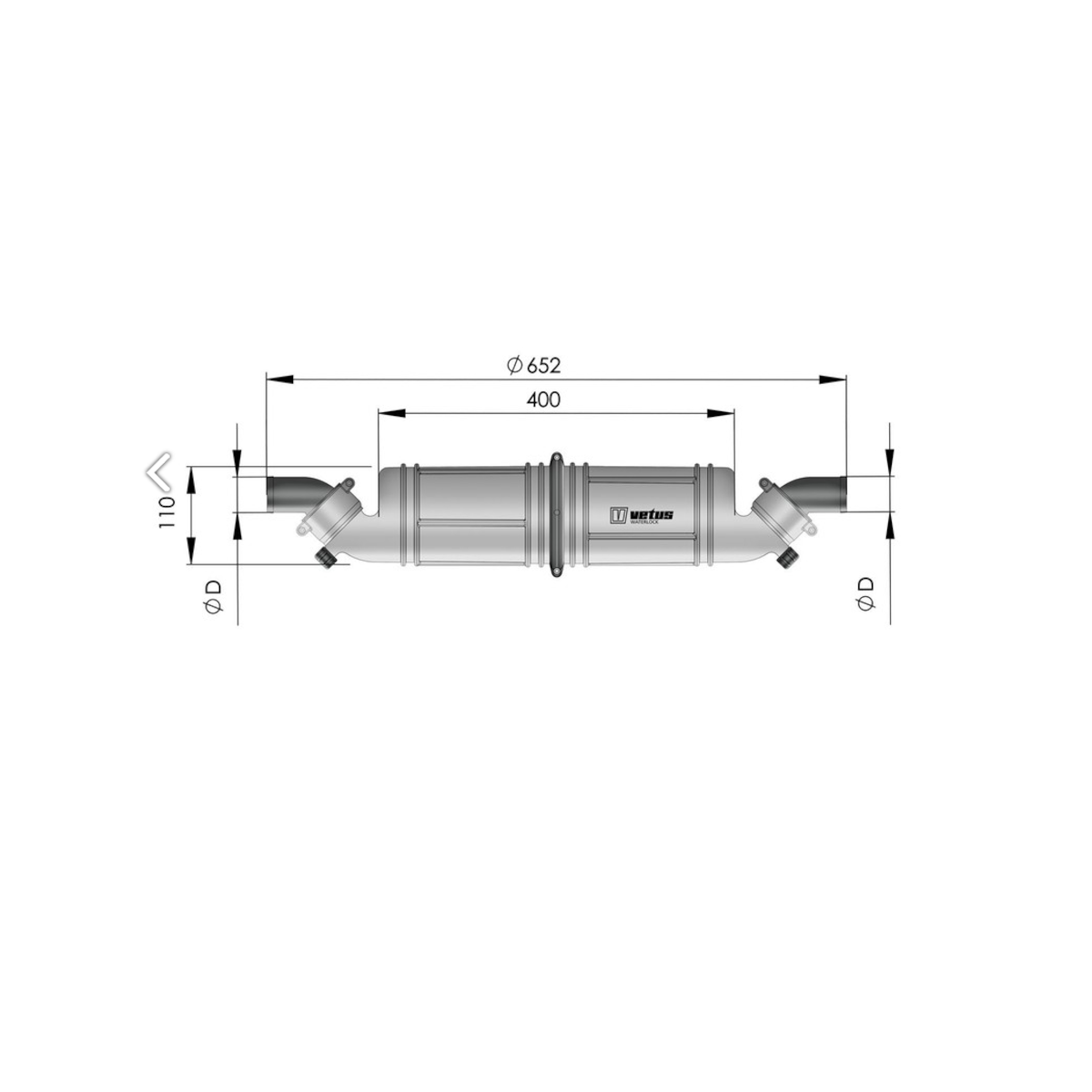 Vetus waterlock silencieux nlph horizontal ø45 mm