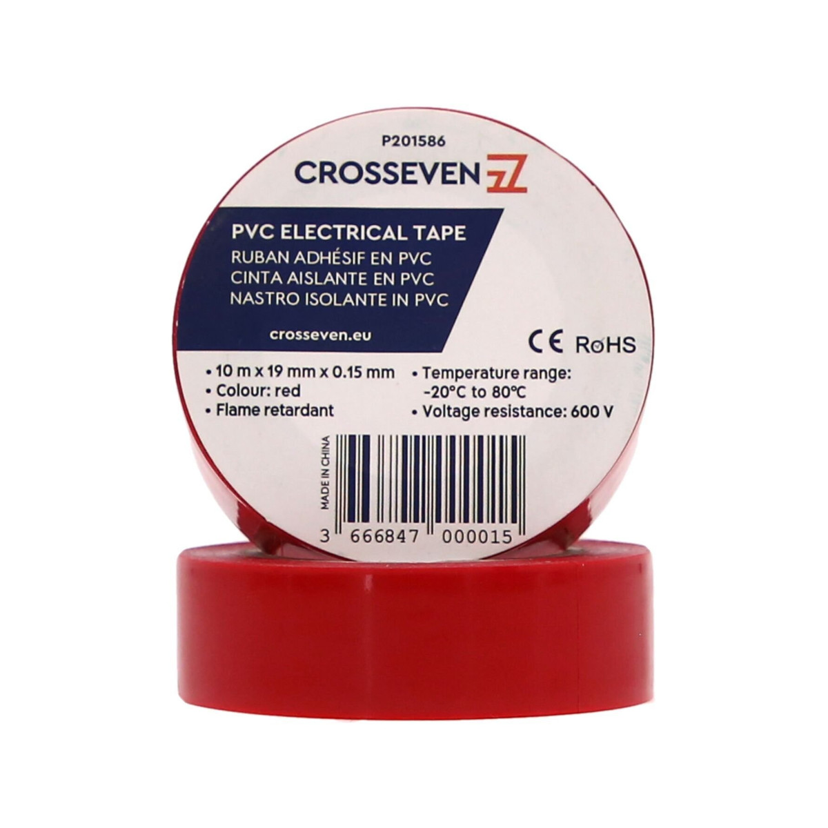 Crosseven Ruban isolant PVC, 5 pièces - Couleur rouge