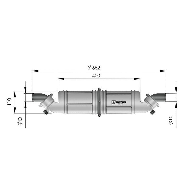 Vetus waterlock silencieux nlph horizontal ø40 mm