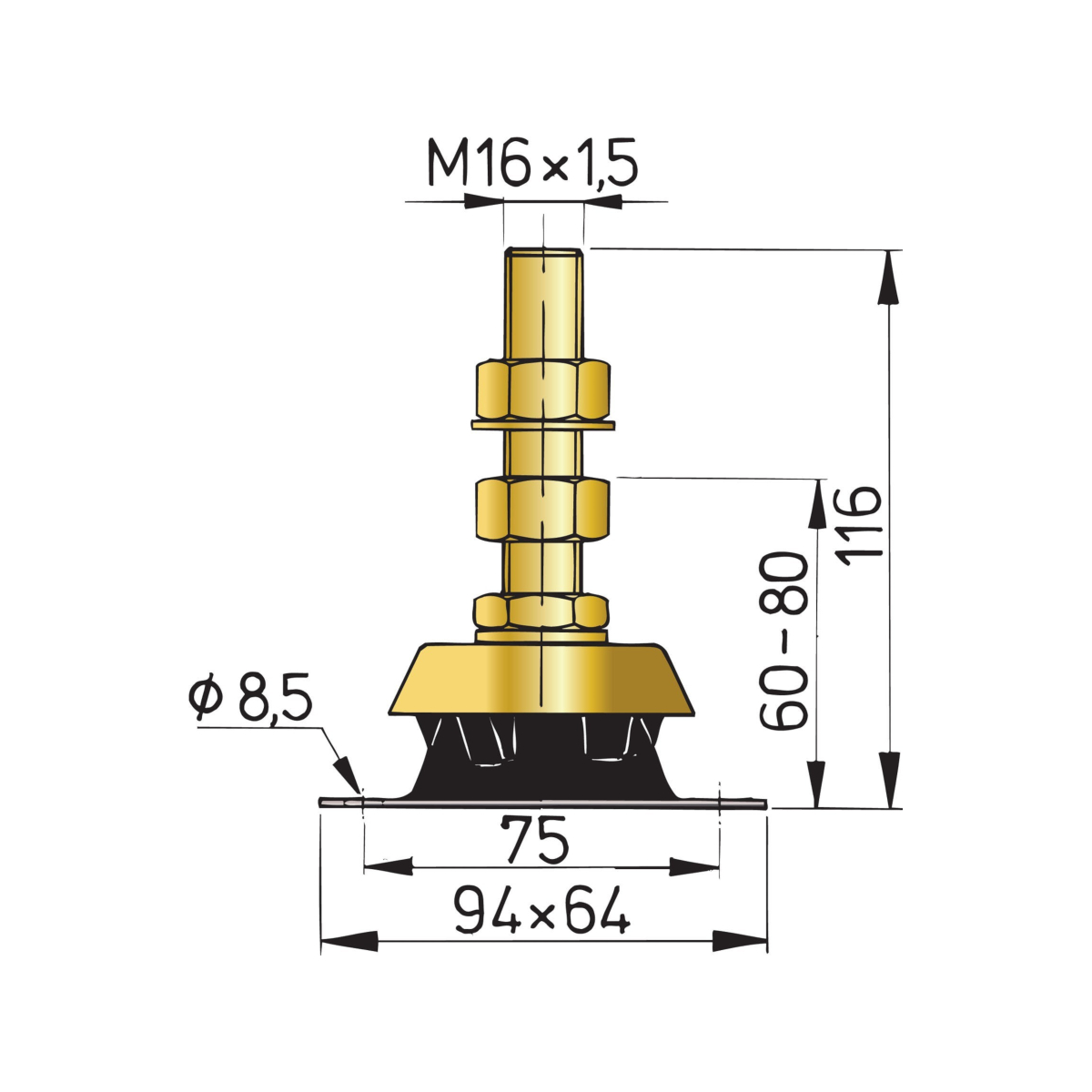 Vetus support-moteur type k25v