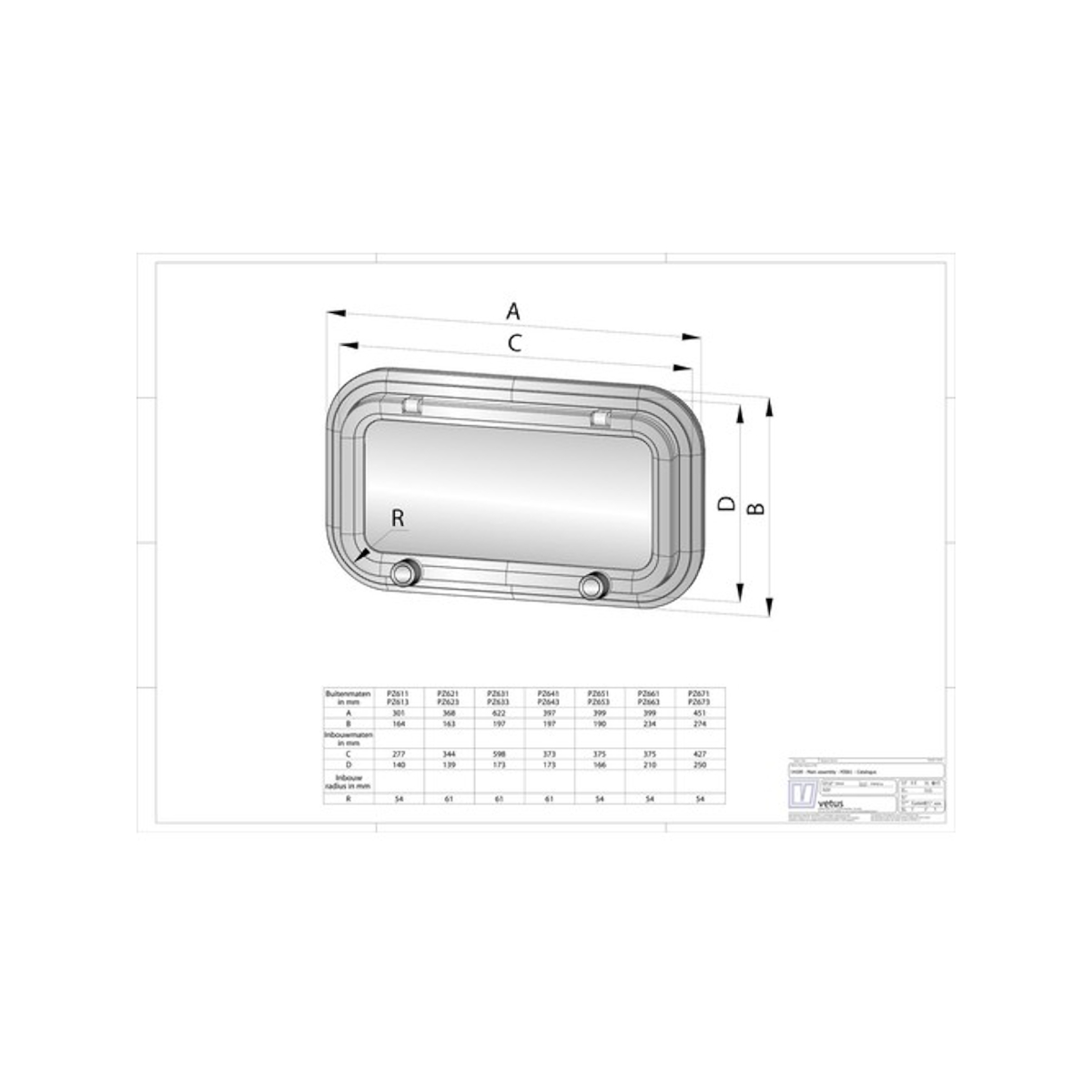Vetus hublot alu type pz651 - category a1 - avec moustiquaire